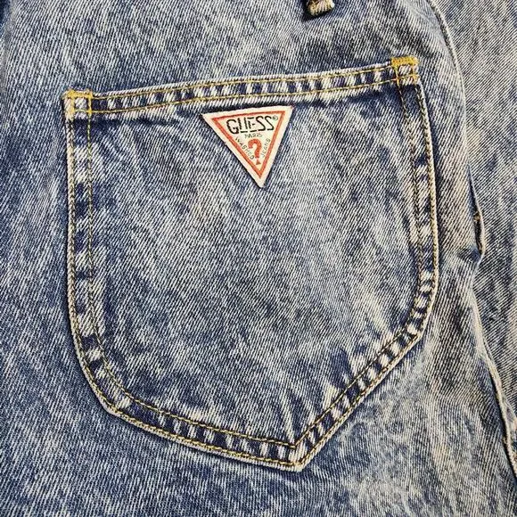 VTG Guess Georges Marciano 1980s Grunge Denim Overalls Sz 2 Retry 80s Acid Wash - Picture 8 of 9